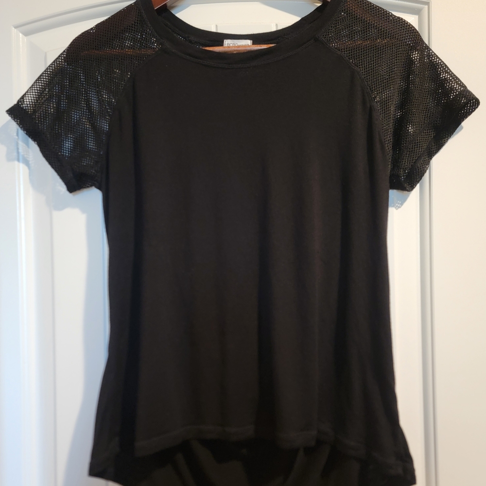 Black Mesh Sleeve Women's Top